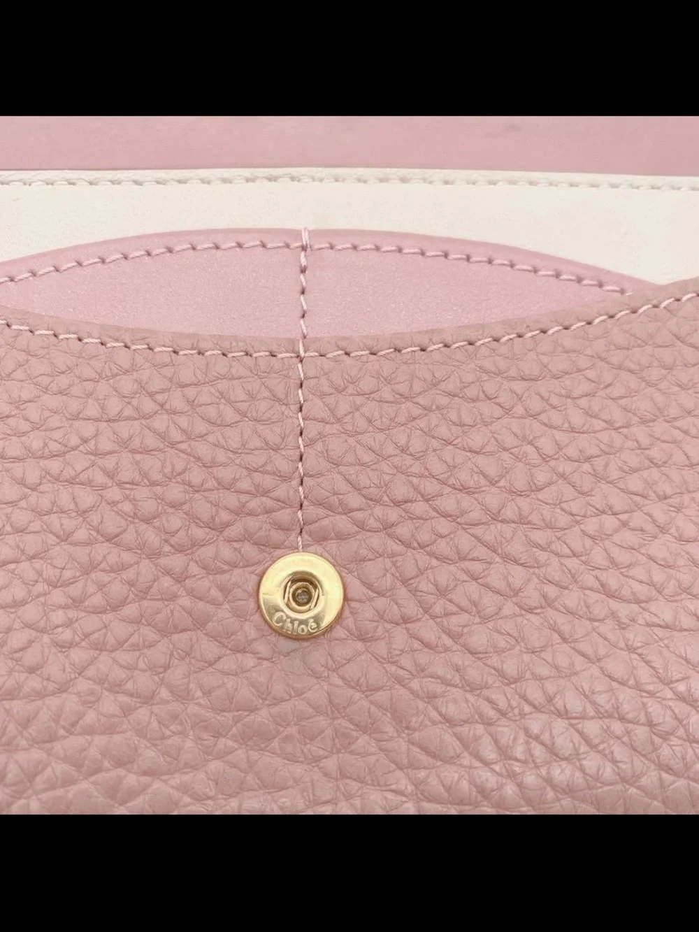 Chloe Dusty Rose Leather Wallet with Gold Padlock Charm